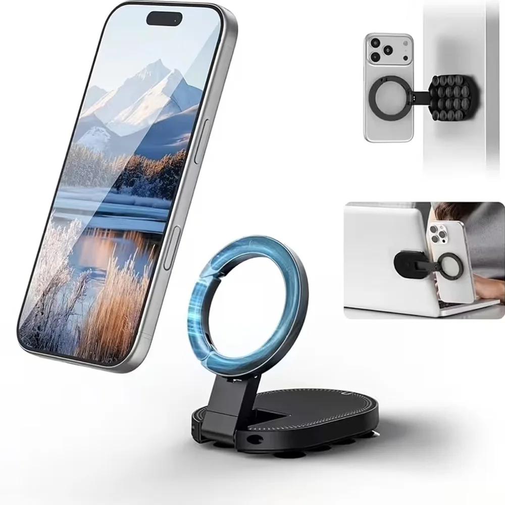 Small Suction Cup Phone Stand With Magnetic Front And Suction Cup Back Suitable For Most Scenarios Magnetic Suction Mount Shoot