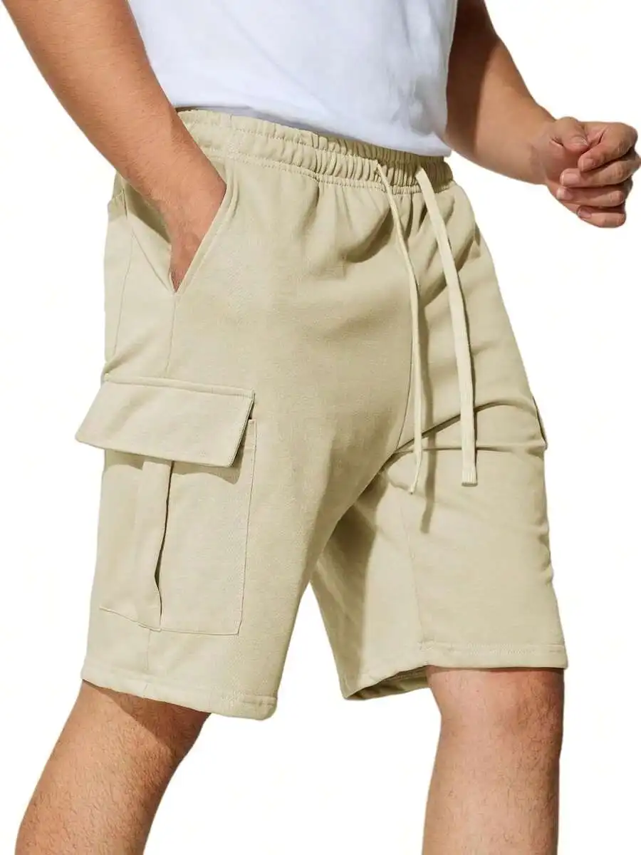 

Mens Cargo Sweat Shorts Elastic Waist Drawstring Relaxed Fit 5 Pocket Athletic Jogger Shorts