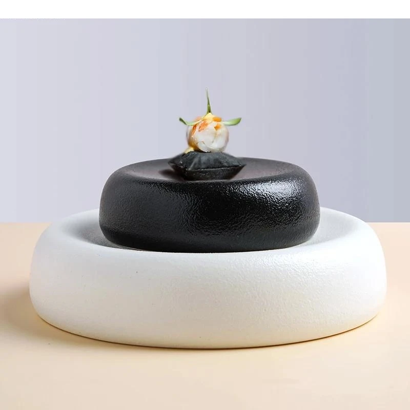 3/5 Inch Solid Color Round Ceramic Plate Dessert Restaurant Gourmet Decoration Dish Home Dinner