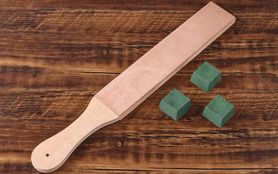 Knife Sharpener Set Wooden Handle Leather Sharpening Strop Handmade Razors Polishing Board And Polishing Wax Leather Paste view 4