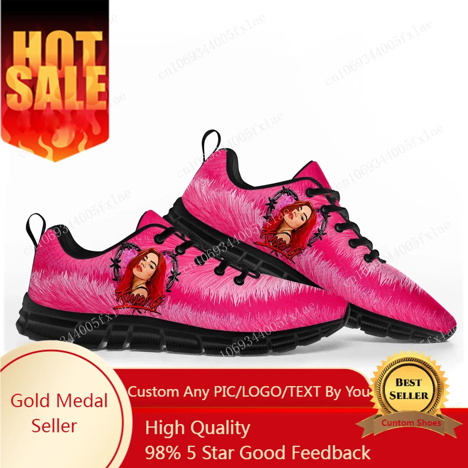 

Karol G Singer Printed Sports Shoes Mens Womens Teenager Sneakers Casual Custom Couple Shoes Black