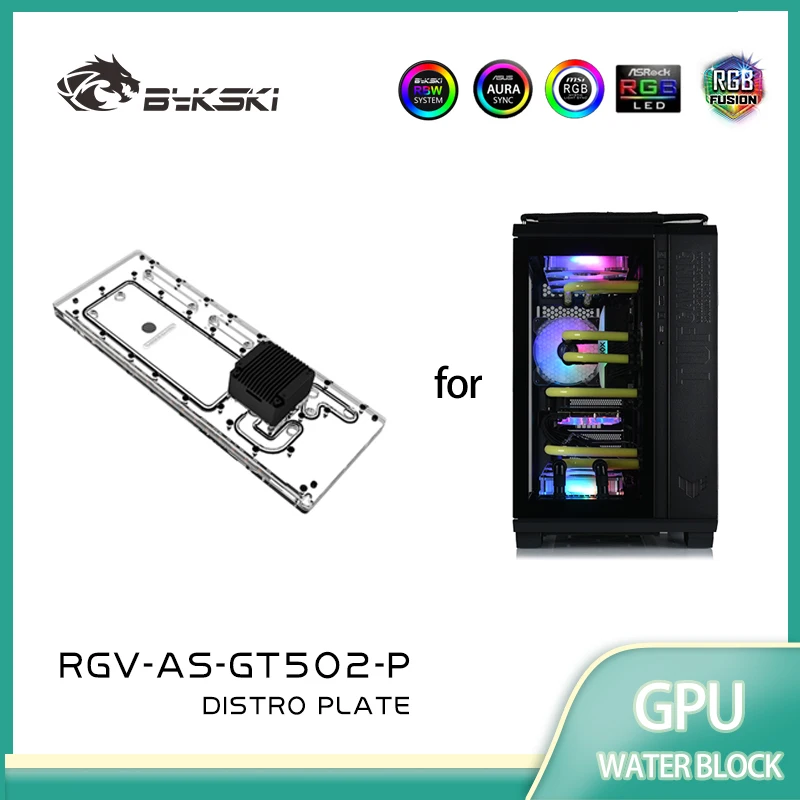 BYKSKI RGV-AS-GT502-P Distro Plate Water Cooling Solution for ASUS TUF GT502 Computer Case Support DDC Pump Assembly Easier