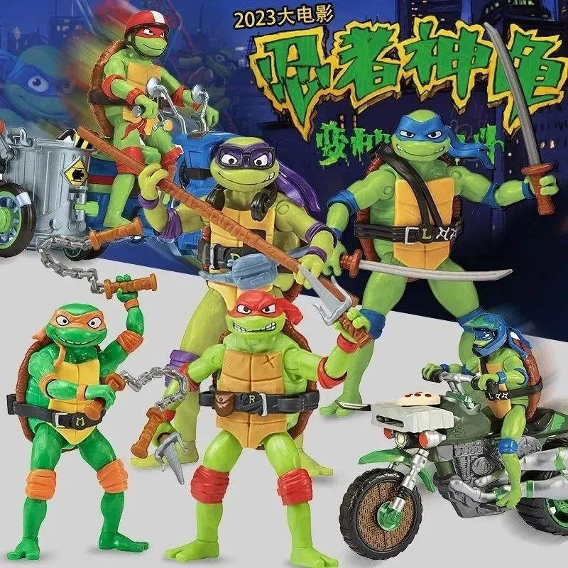 ninja-turtles-action-figure-sound-pizza-war-vehicle-23rd-edition-motorcycle-color-star-leo-mutant-battle-toy-collectible