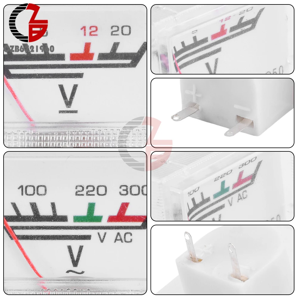 Compteur de panneau analogique de type pointeur, voltmètre, testeur de tension AC, mini voltmètre, mesure, rapports L16, CC 0-20V, CA 0-300V