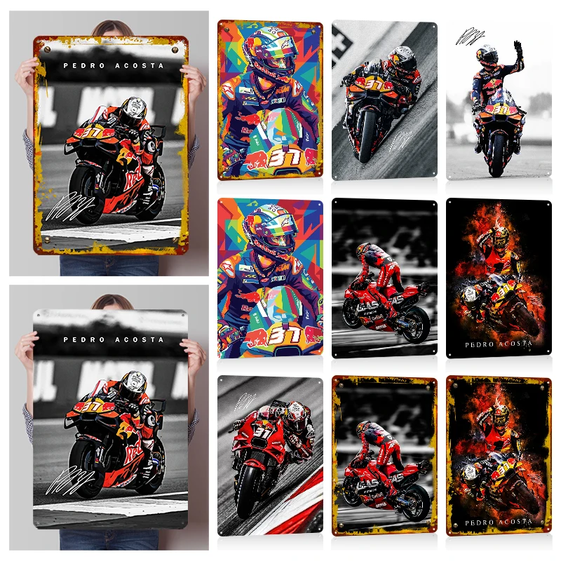 Pedro Acosta MotoGP Metal Posters Customizable Wall Art Retro Vintage Metal Signs for Fans Bar Accessories Desk Decor Room House