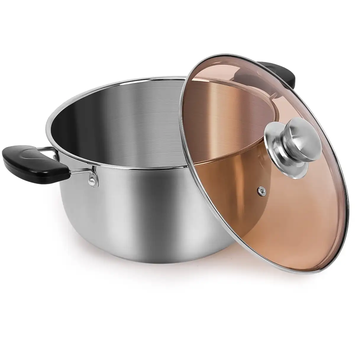 

Stainless Steel Soup Pasta Pot with Visible Lid for Soup Pasta Vegetable, Induction Cooking Pot for All Stoves, Sturdy & Double