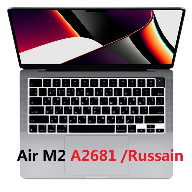 

Russian Keyboard Skin for Macbook Air M2 2022 A2681 EU US Russian TPU Keyboard Cover Rainbow Silicon for Macbook Air 13 M2 Skin