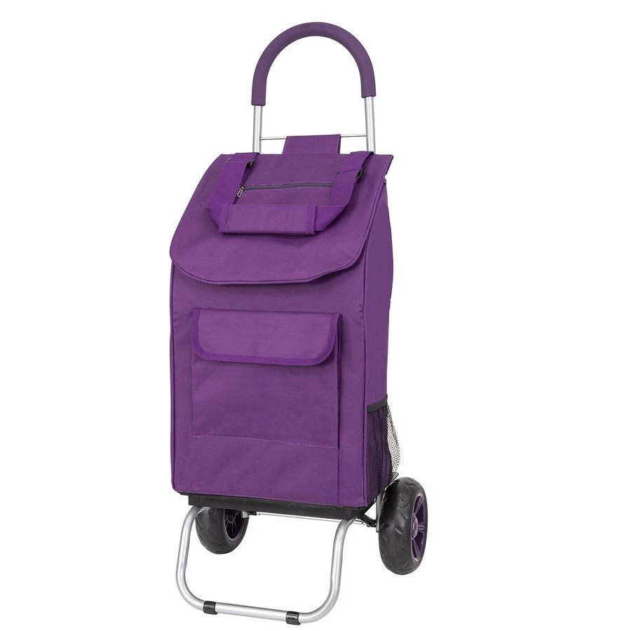 

Складная тележка-коляска Trolley Dolly фиолетового цвета для продуктов с колесами, съемной сумкой и функцией передвижения, стандартная модель.