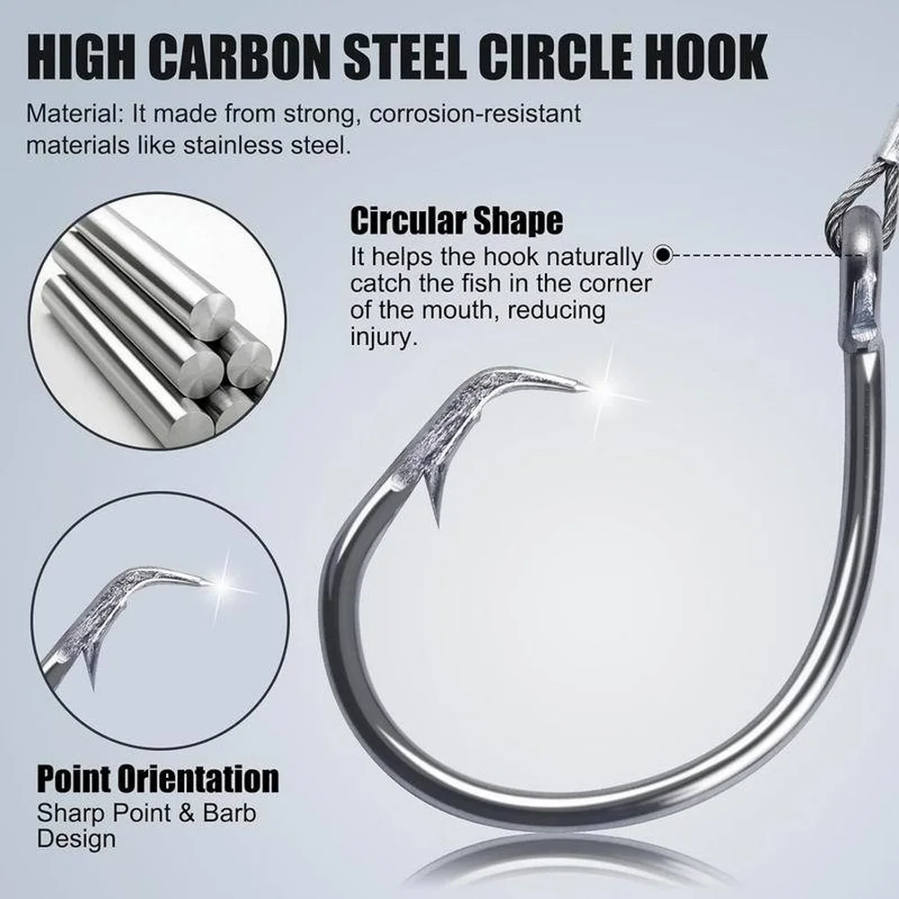 Stainless Steel For SHARK Rig for Surf Fishing 49-Strand Wire Rope 218kg Test Strength Shock Absorbing Nylon Leader 4.6m