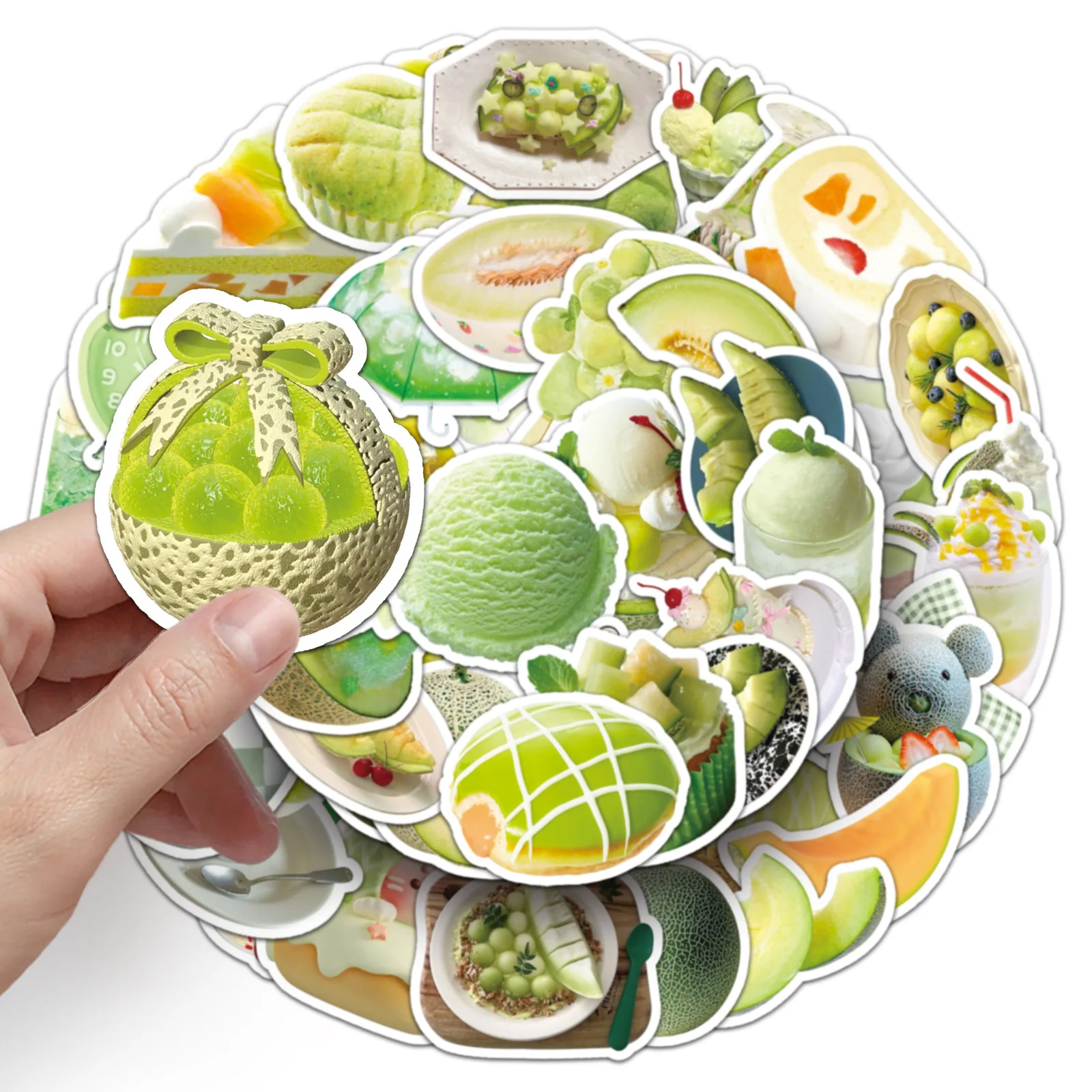

10/30/50PCS Cantaloupe Ins Style Sticker Small Fresh Green Fruit Creative DIY Waterproof Decorative Mobile Phone Notebook