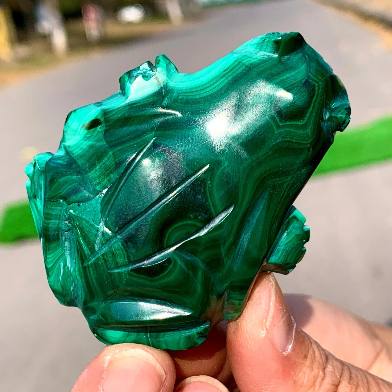 Natural Green Malachite, Frog, Quartz Crystal Malachite Carved Frog, Mineral Spiritual Healing