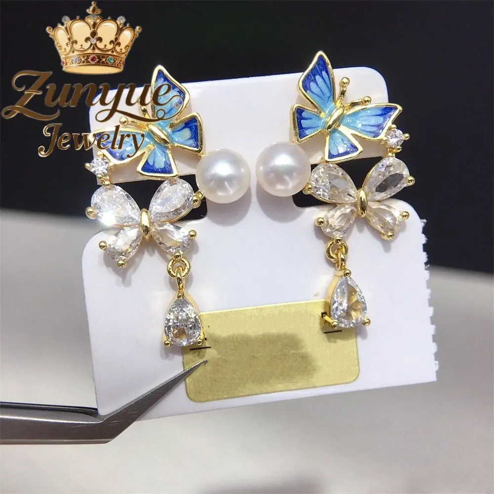 

Natural Freshwater Pearl Butterfly Earrings Luxury Quality Jewelry Best Selling Fashion Jewelry Exquisite Charms Elegant Popular