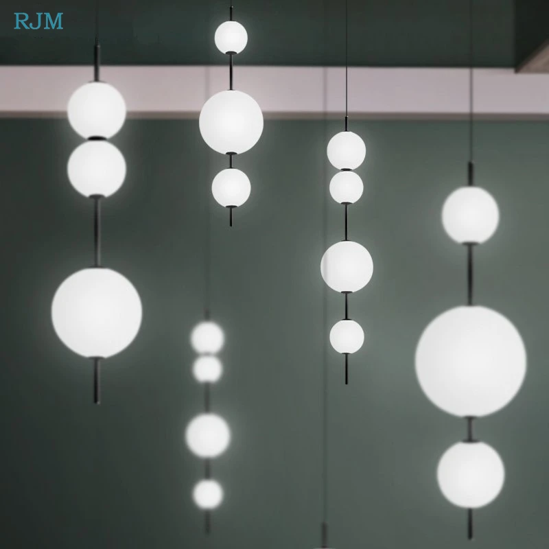 

Modern long LED pendant light Restaurant glass ball pendant light Cafe Bar Bedroom Kitchen Dining Room Deco suspension luminaire