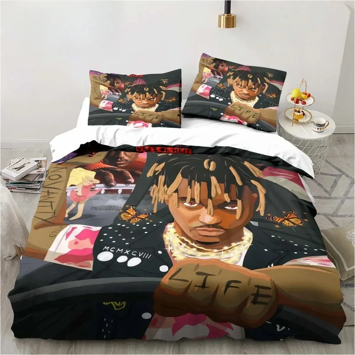 Rap Singer Juice Wrld 3D Print Bedding Set Single Twin Full Queen King Size Bed Set Adult Kid Bedroom Bedding Gift Home Textiles
