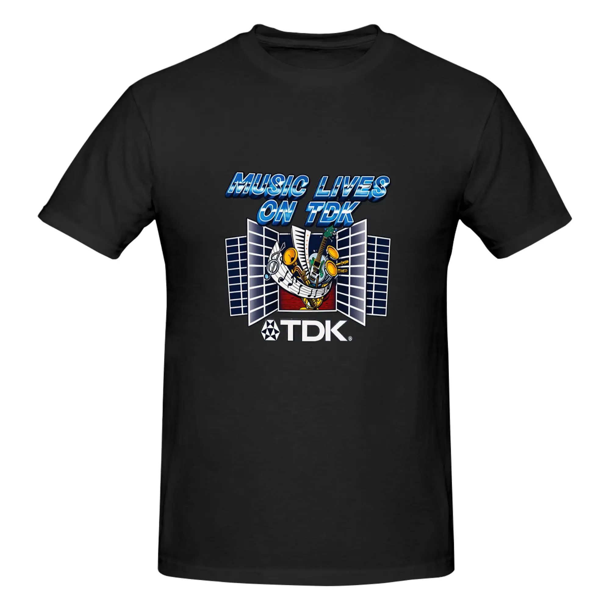 Camiseta masculina com estampa gráfica de áudio retrô TDK Music Lives On, camiseta unissex