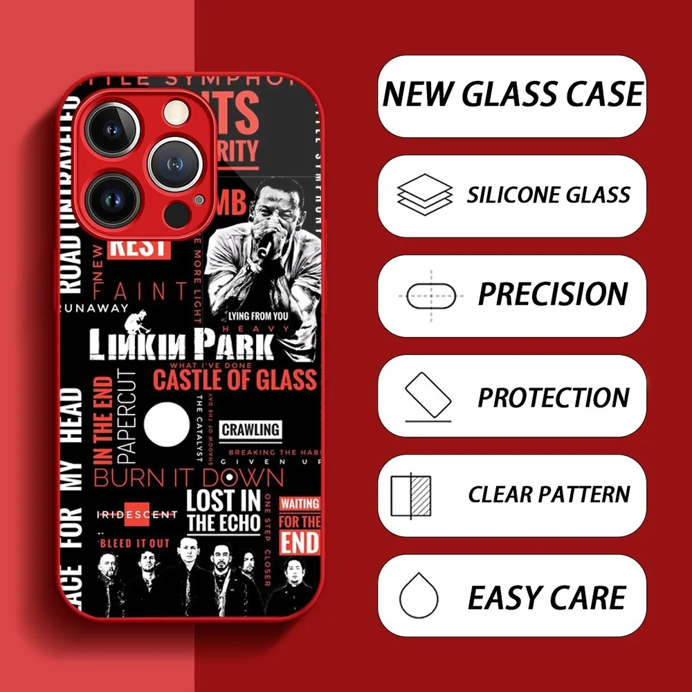 Band L-Linkin Cool P-Park Phone Case For iPhone 11 12 13 14 Pro XS Max X Plus Mini Tempered Glass Cover