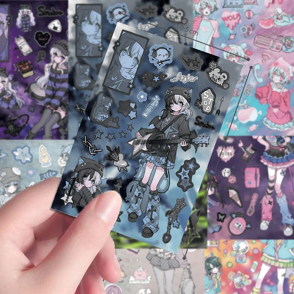 16 Blatt Süße Asiatische Spicy Girl Anime Graffiti-Aufkleber Landmine Girl DIY-Spielzeug für Telefon, Flasche, Reisetasche – Detail 3