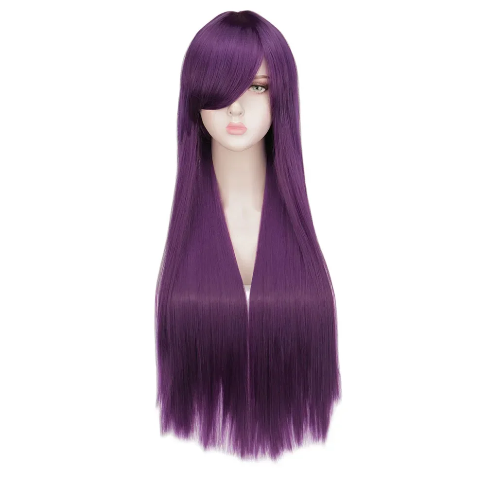 Doki Doki Literature Club Yuri Women Long Straight Wig Women Purple Costume Heat Resistant Synthetic Hair Party Role Play Wigs
