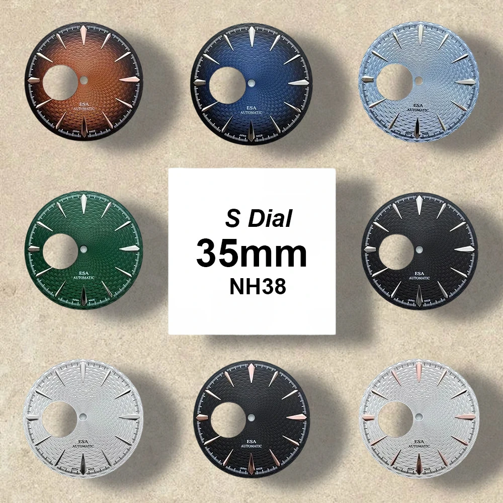 

35mm S Logo Cocktail Hollow Out Dial Fit NH35/NH36/NH38 Movement High-Quality Woven Pattern Dial Watch Modification Accessories