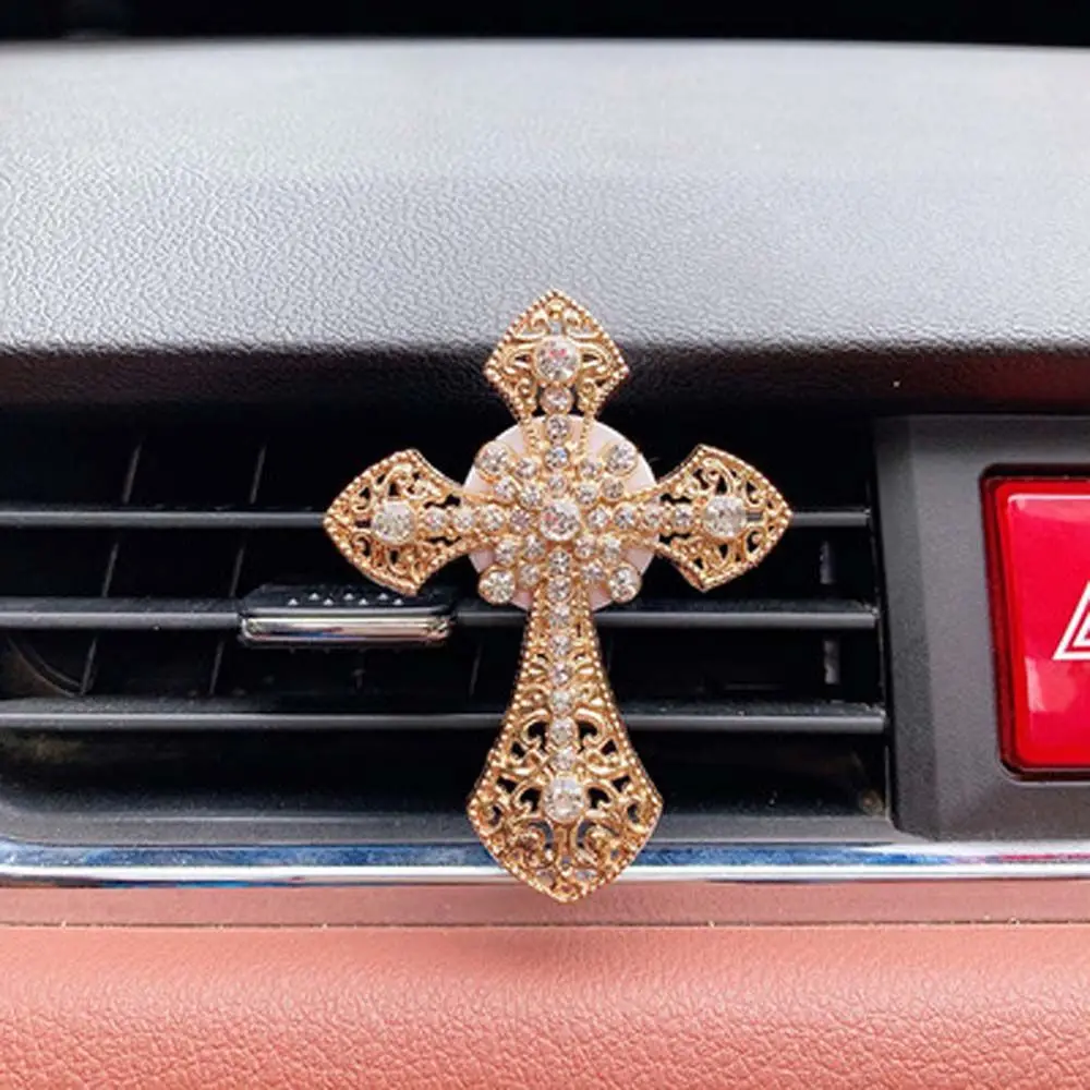 Auto Decoration Jesus Cross Diamond Cross Crucifixion Conditioning Christian Vent Clip Car Air Freshener Outlet  clip