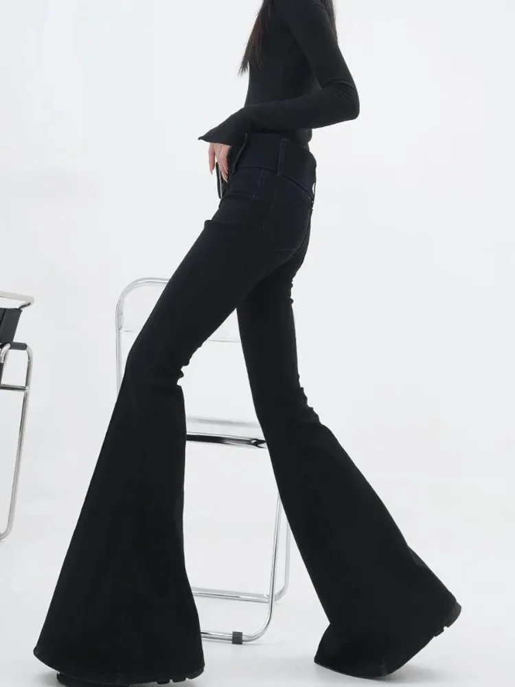 

Women's Black Loose Flare Pants Y2k Retro Emo 2000s Streetwear Fashion Trousers Harajuku Wide Yoga Pants 90s Aesthetic Clothes