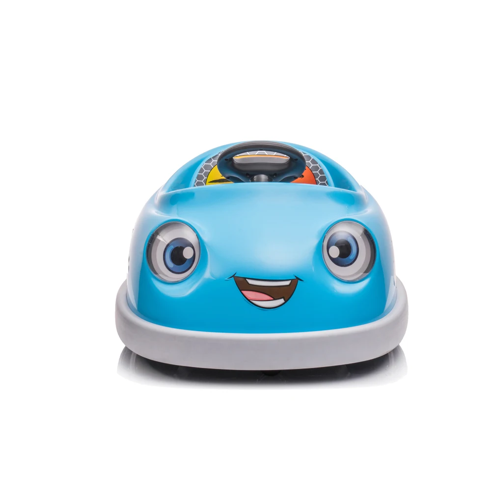 Voiture de Collision pour enfants, véhicule électrique à double entraînement 12V avec tige de poussée, plateau à manger, Mode musique USB, voiture de prévention des collisions
