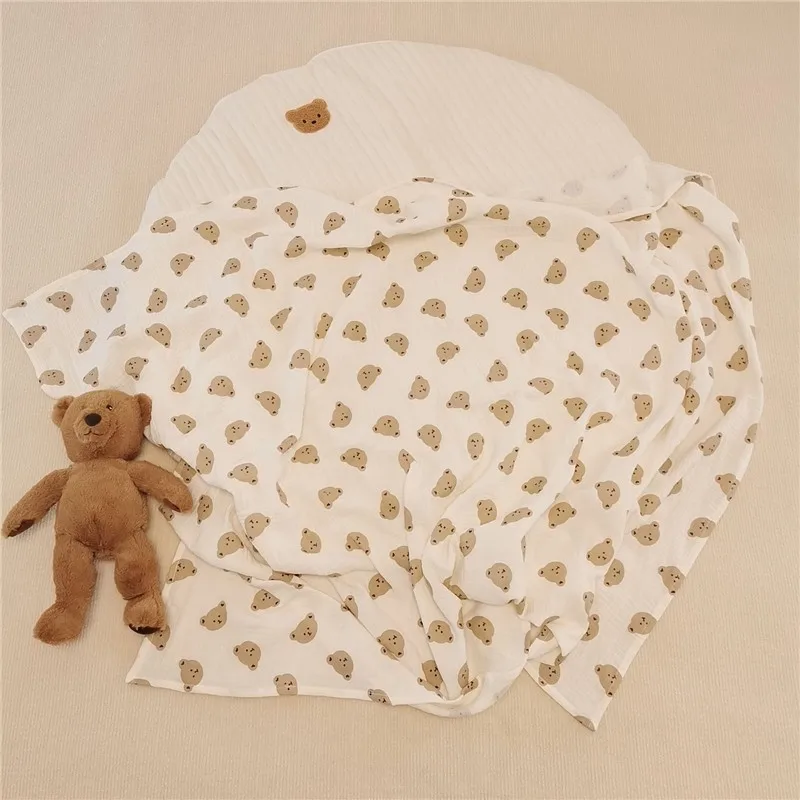 Printed Blanket Newborn Cotton Double Gauze Blanket Baby Hug Blanket Bath Towel  Baby Bag Swaddling Cloth Baby Blankets