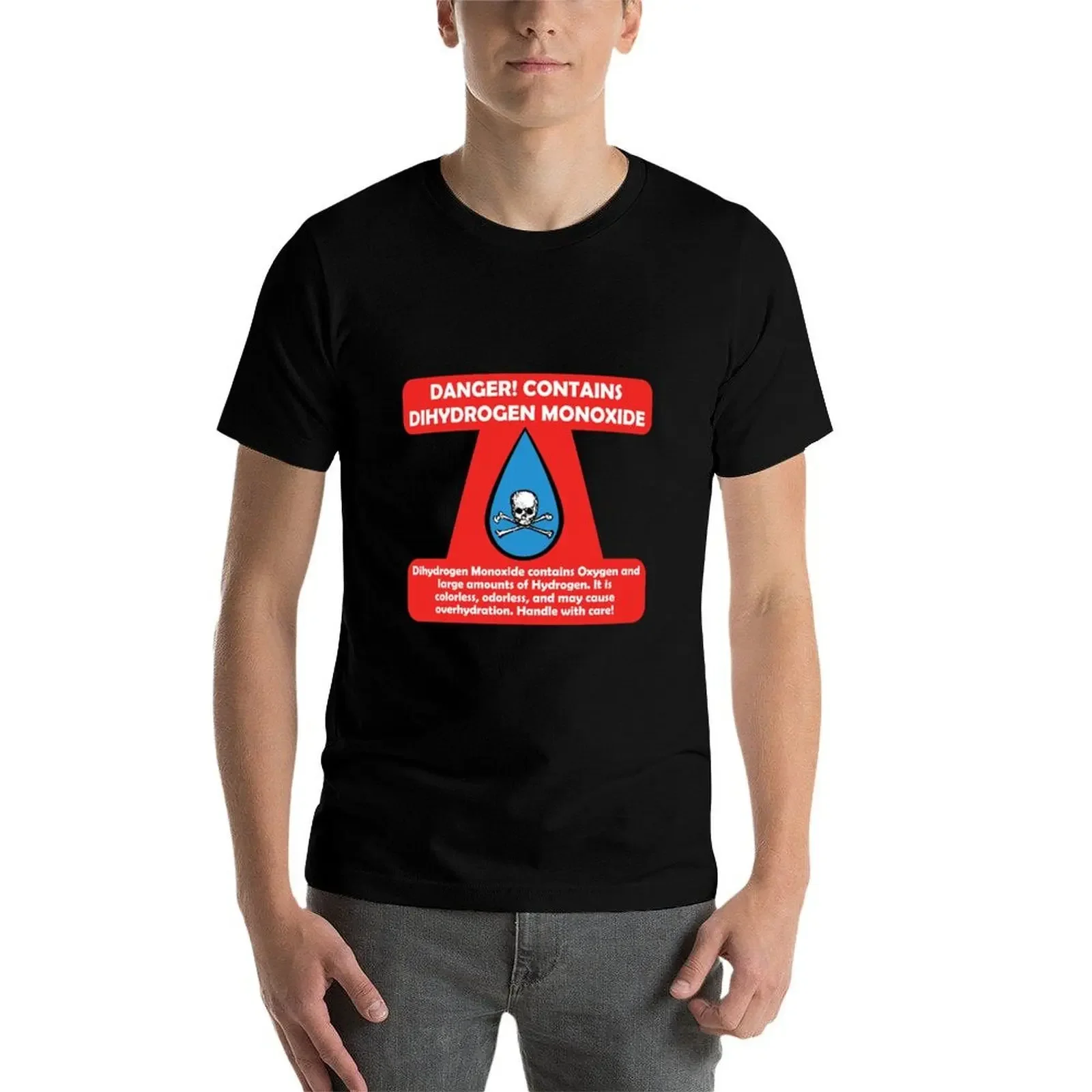Dihydrogen Monoxide Warning With Water Drop Skull T-Shirt shirts graphic tee clothes clothes for men