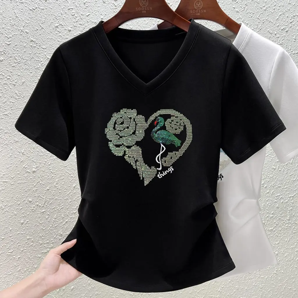 

Women's Short-Sleeved T-Shirt Double-Sided Cotton Summer Slim Fit Chinese Style Trendy Top by National Trend New