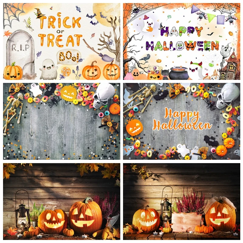 

Halloween Party Backdrop Horror Moon Night Scary Pumpkin Lantern Castle Witch Bat Halloween Baby Photography Background Props
