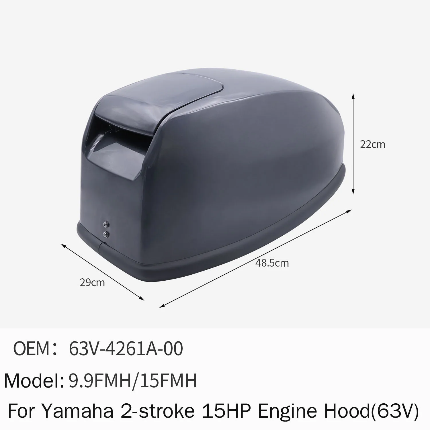 Outboard Engine Housings Top Cover Engine Hood for Yamaha 2-stroke 15 HP 63V-4261A-00 9.9FMH 15FMH