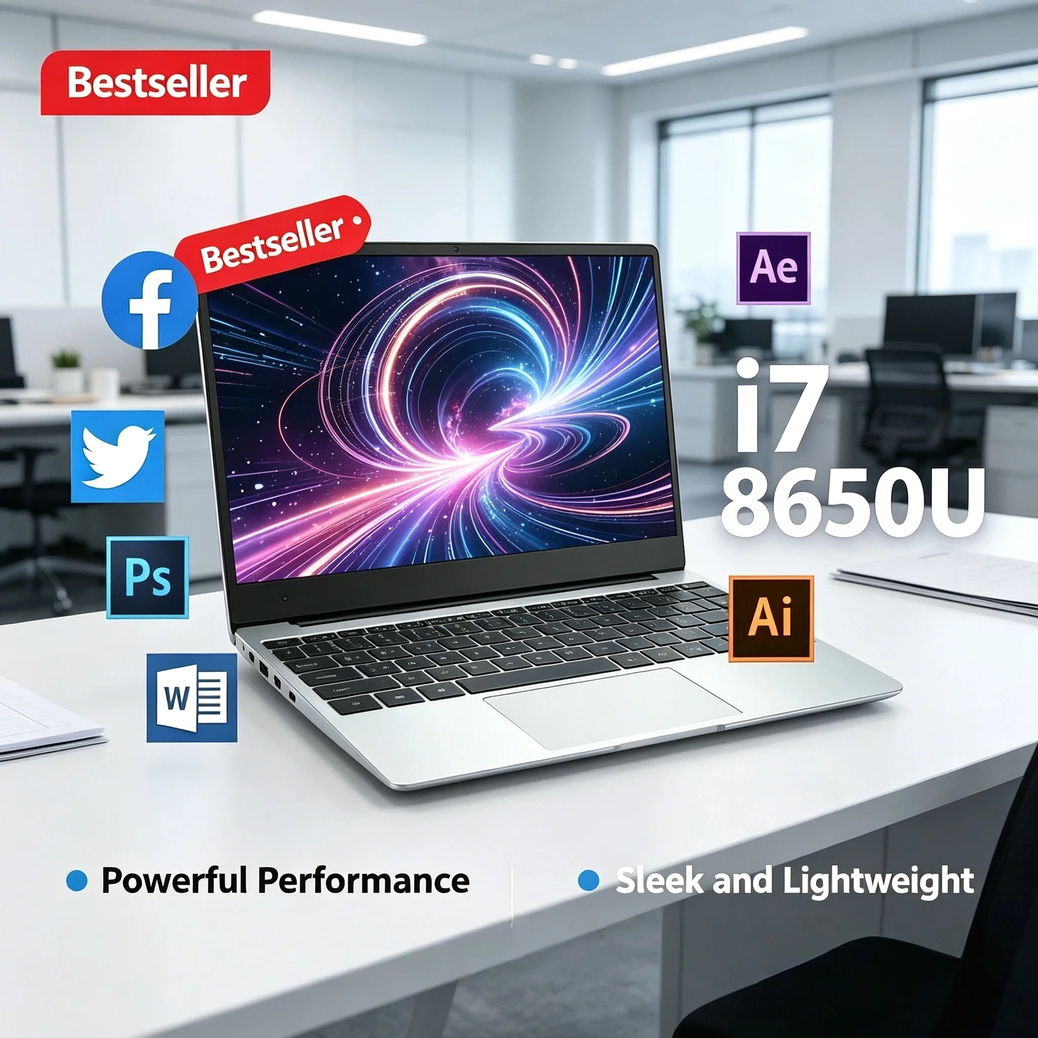 แล็ปท็อปสำหรับเล่นเกมขนาด 14.1 นิ้ว บางเฉียบ 32GB 2TB SSD Windows 11 Intel Core i7 8650U พีซีเกมเมอร์ โน้ตบุ๊คสำหรับสำนักงาน 1920x1080 HD ของขวัญ