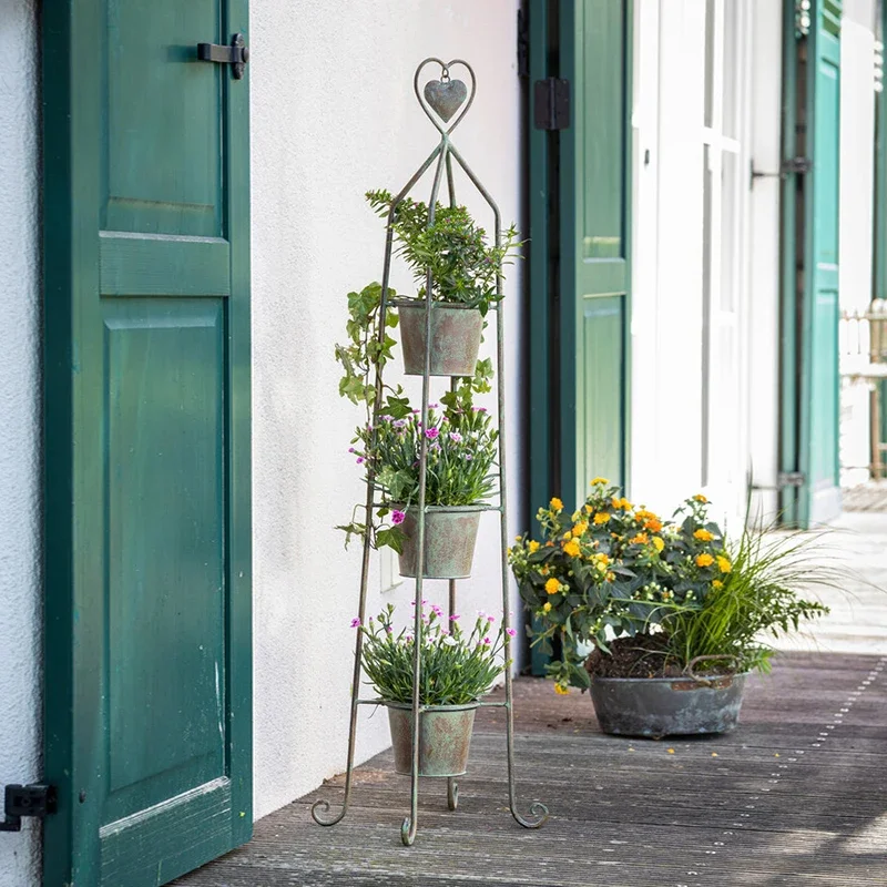 

Island pull wrought iron flower bucket frame flower stand metal flower pot frame balcony garden courtyard stand hanging