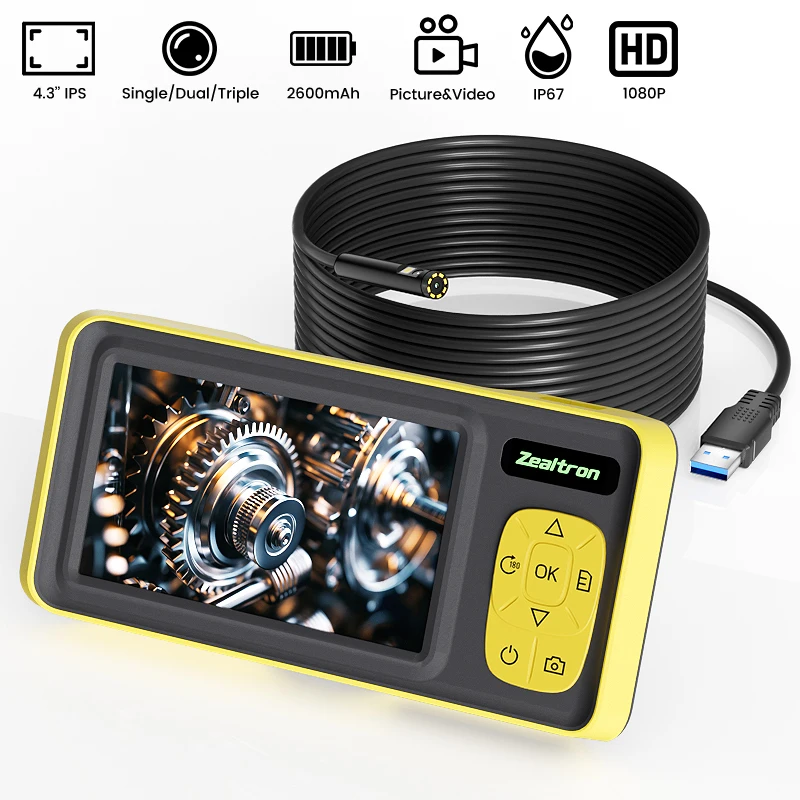 

﻿ Промышленный эндоскоп 1-15 м, 1080P, с IPS-экраном 4,3 дюйма, съемной конструкцией, IP67, бороскоп с автофокусом, объектив 8 мм, 1920P, для инспекции автомобилей