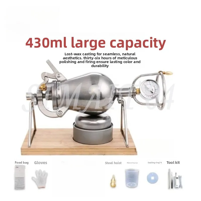 Hand Cranked Popcorn Machine 304 Stainless Steel Household Small Popcorn Machine Manual High-Pressure Corn Puffing Machine