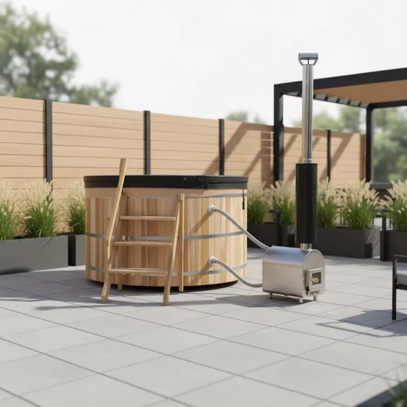 Venta directa de fábrica de bañeras de agua caliente de madera para exteriores de alta calidad para 4-6 personas, hechas de madera de sequo con tapas aisladas.