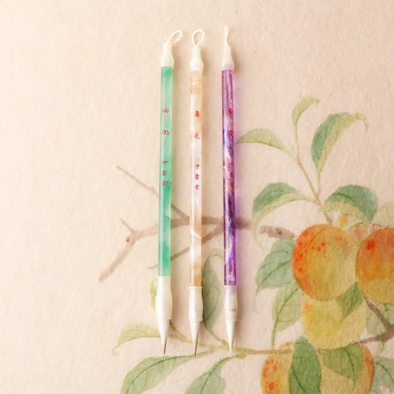Chinese Calligraphy Brush Set, Fine Tip Wolf Hair Bamboo Brushes for Watercolor Painting and Small Regular Script Writing