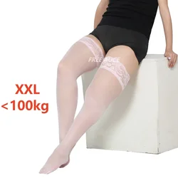 Plus Size Women Lace Stockings Sheer Elastic Sexy Large Thin Stocking Panty-hose Tights FREEAUCE
