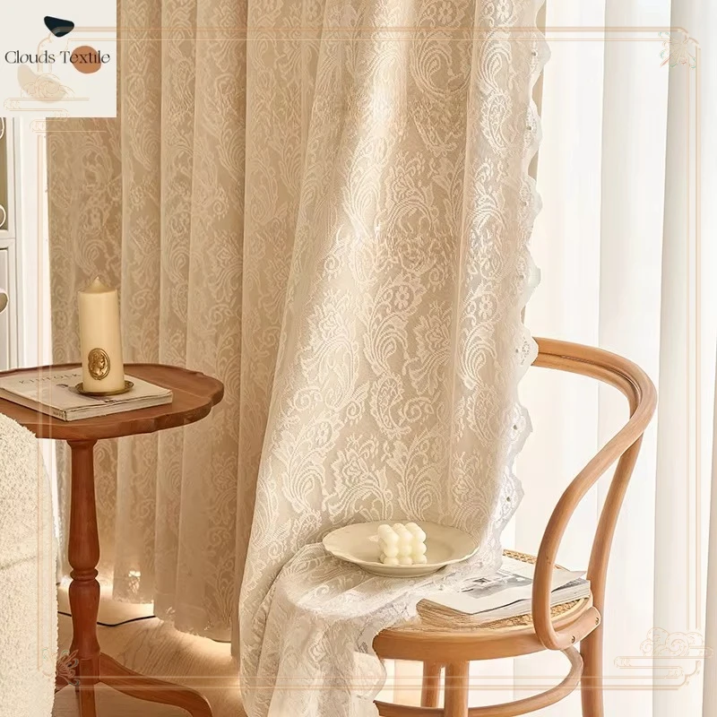 

European-Style Double-Layer Curtain Yarn Curtains for Living Dining Room Bedroom Window Valance with Header Curtains Customize