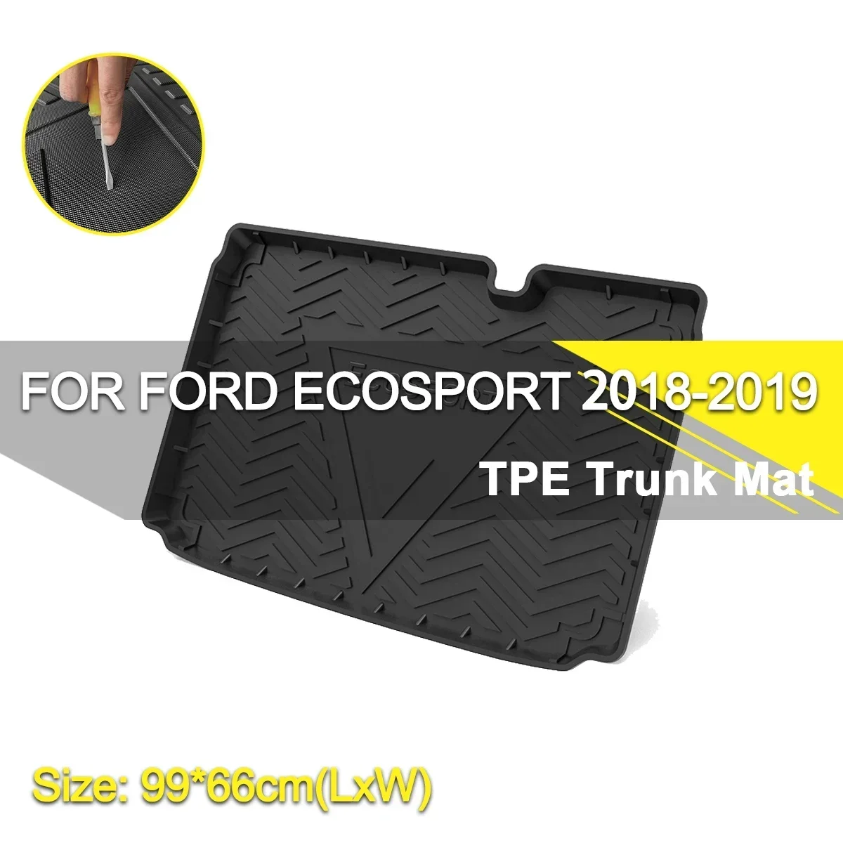 

Car Rear Trunk Cover Mat Waterproof Non-Slip Rubber TPE Cargo Liner Accessories For Ford Ecosport 2018-2019