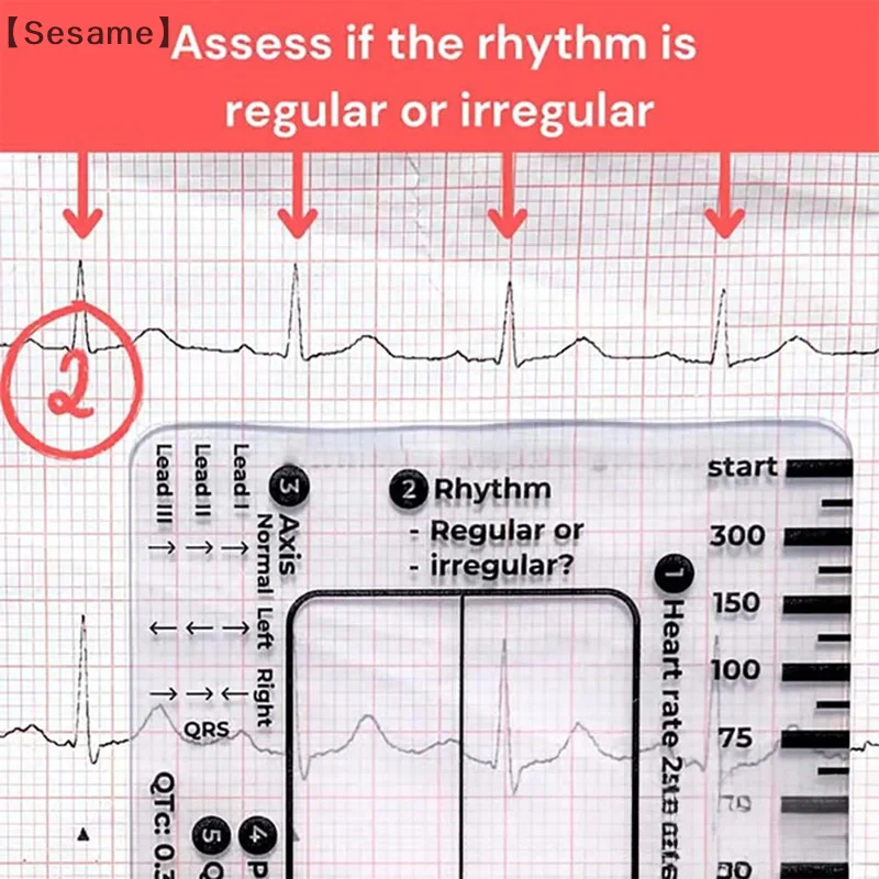 7 Step Ruler, Ruler Plastic Ruler Measuring Tool, 7 Step Ruler For Interpretation, Transparent EKG Calipers Measuring Tool