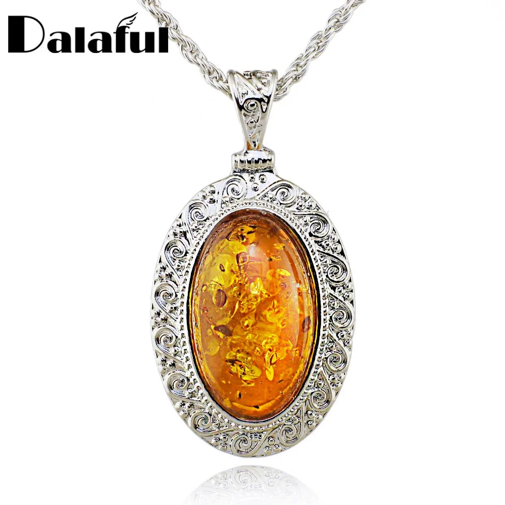 Oval Baltic Created Honey Carved Grace Exquisite Pendant Necklace Fashion Jewelry L00501 new