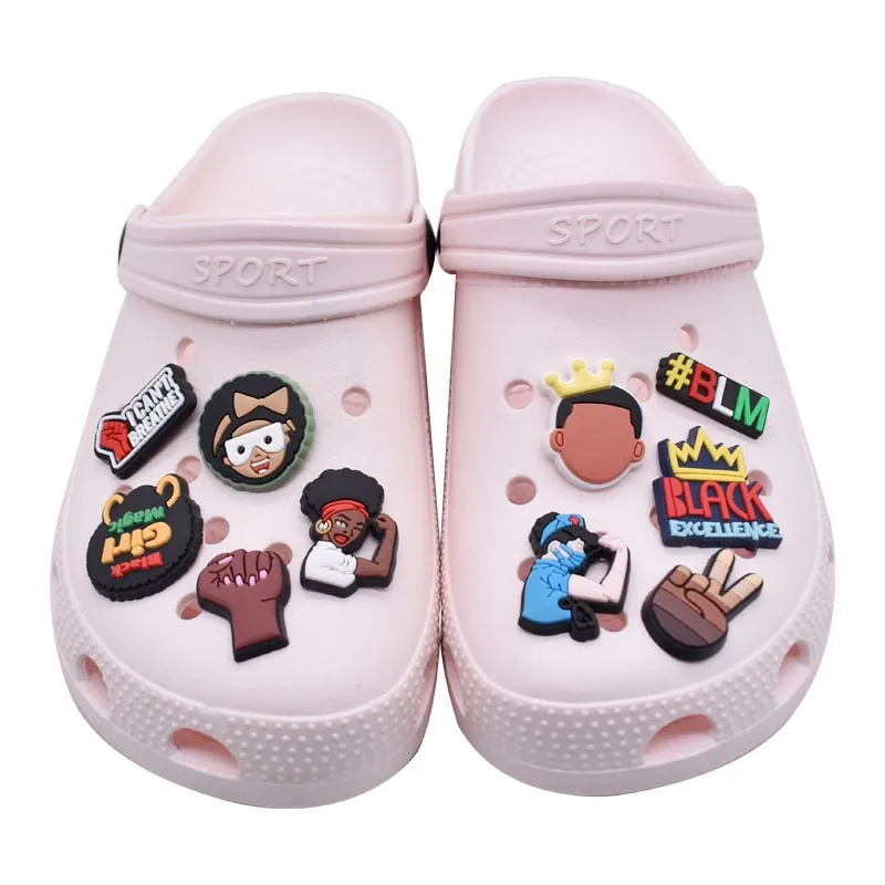 Picture 3: 42pcs New Design Cartoon Hip Hop style DIY accessories PVC Praise Shoe charmas clow for clogs Slides Gift Idea Easy to install