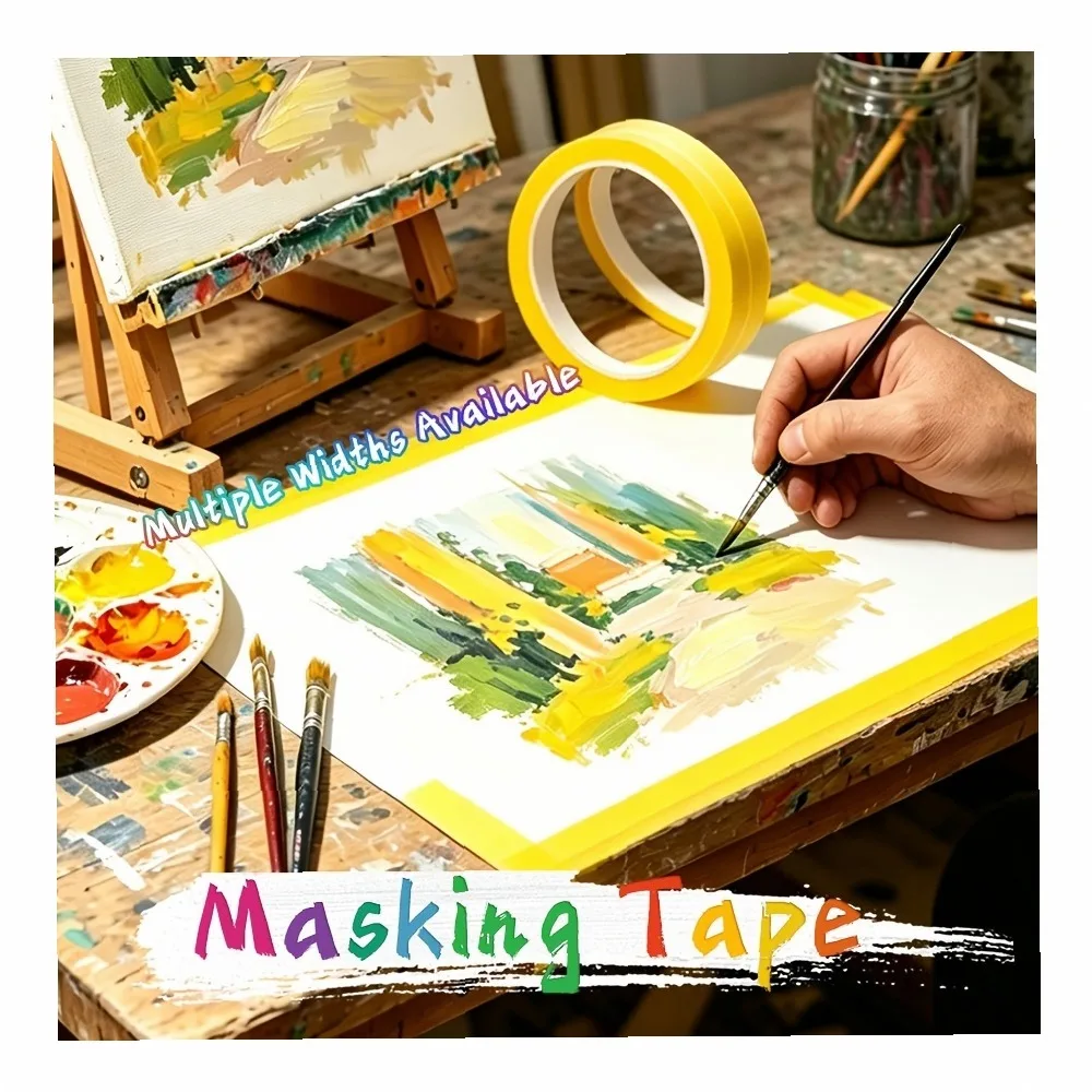 Professional Yellow Precision Pinstripe Tape, Residue-Free Paper Tape for Nail Cuticle Isolation, Art Painting Borders