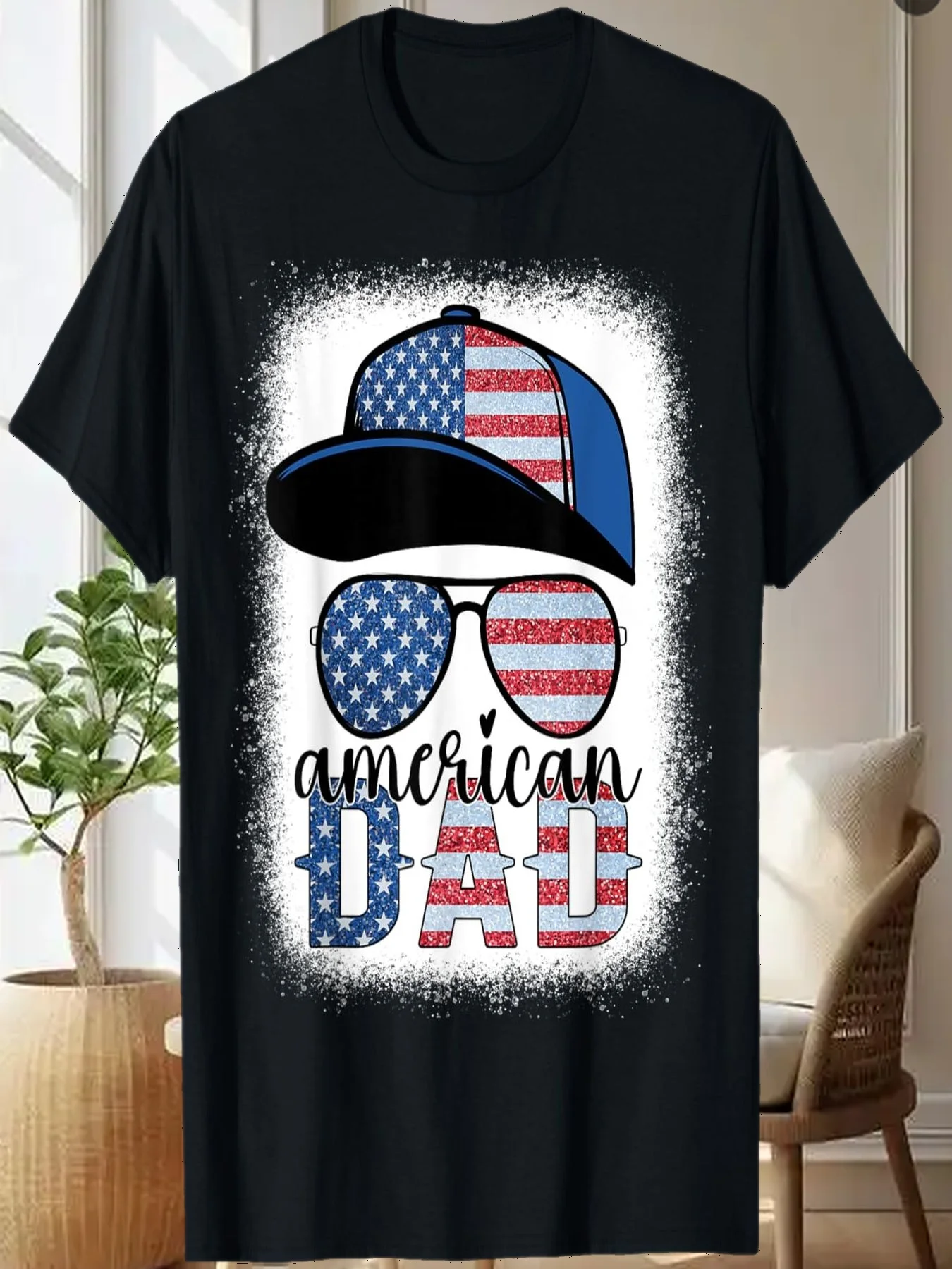 

Американский папа 4 июля Флаг США Очки Американская семейная футболка