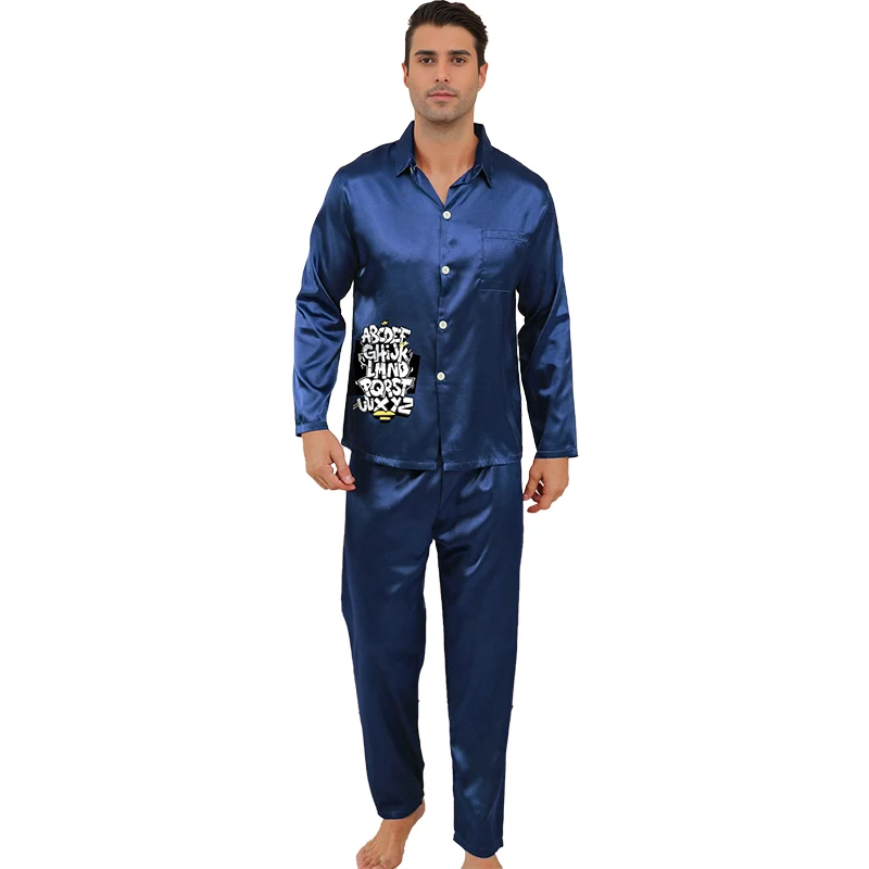 Pijama de manga larga para hombre ropa bonita para el hogar de hielo cárdigan Delgado informal para primavera y otoño puede usar dos trajes