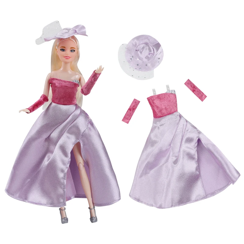 Vestido + Chapéu + Mangas para Boneca, Vestido Sem Alças, Luvas, Saia para Boneca de 30cm e Acessórios de Vestuário para Boneca BJD 1/6, Brinquedo para Meninas, Presente de Feriado