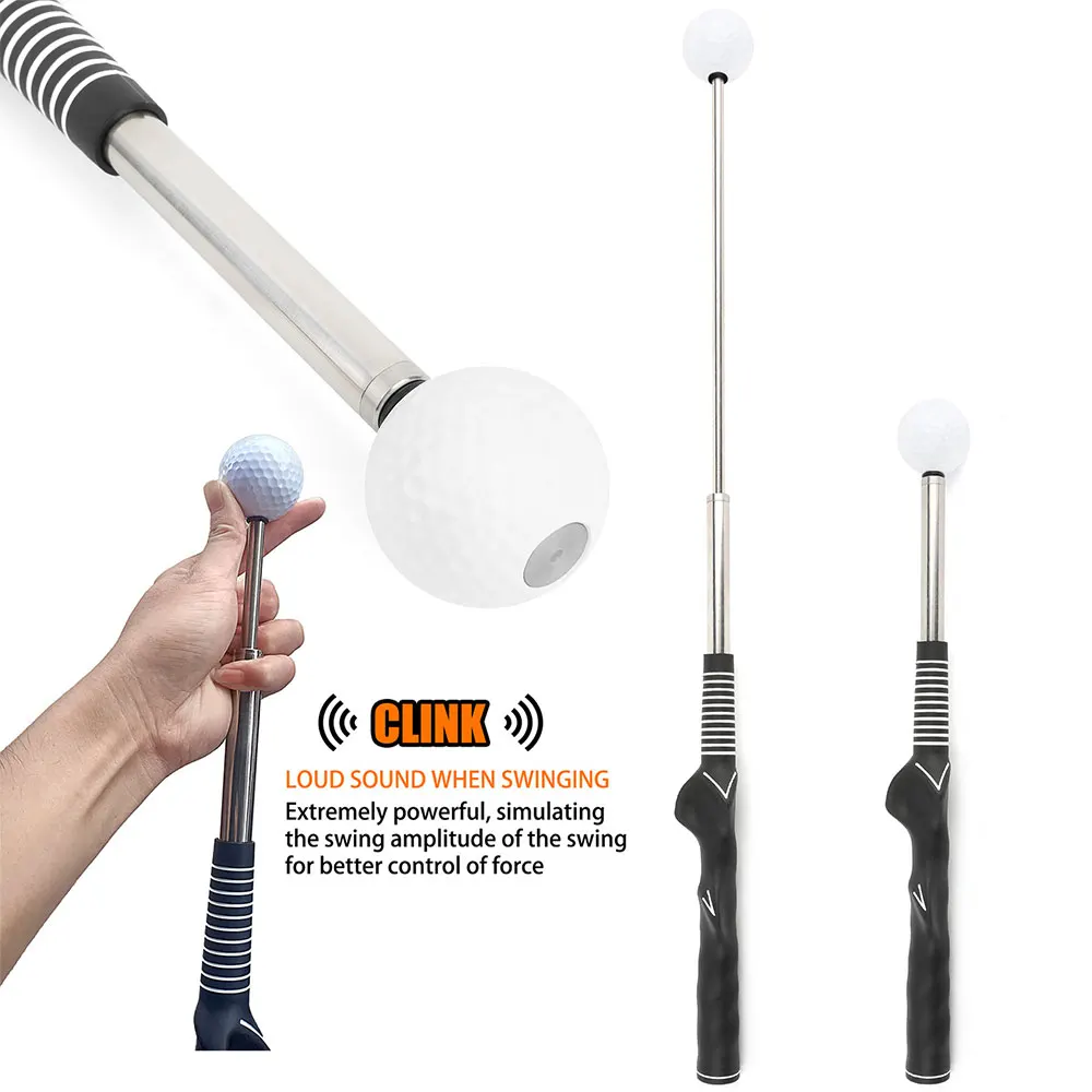 

Golf Swing Trainer Indoor Outdoor Golf Correcting Training Aid Telescopic Swing Click Sound Tempo Grip Practice Beginner