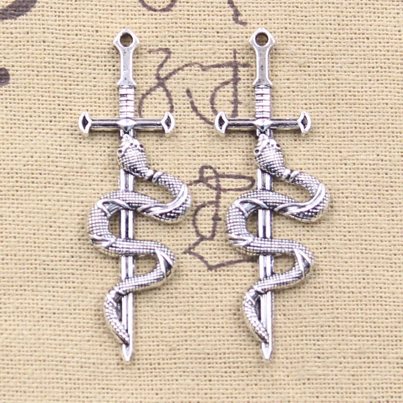 

10pcs Charms Snake Sword 54x16mm Antique Silver Color Pendants DIY Crafts Making Findings Handmade Tibetan Jewelry