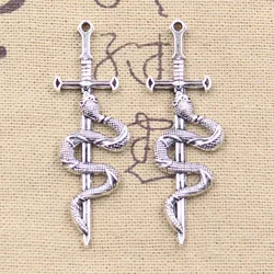 10pcs Charms Snake Sword 54x16mm Antique Silver Color Pendants DIY Crafts Making Findings Handmade Tibetan Jewelry